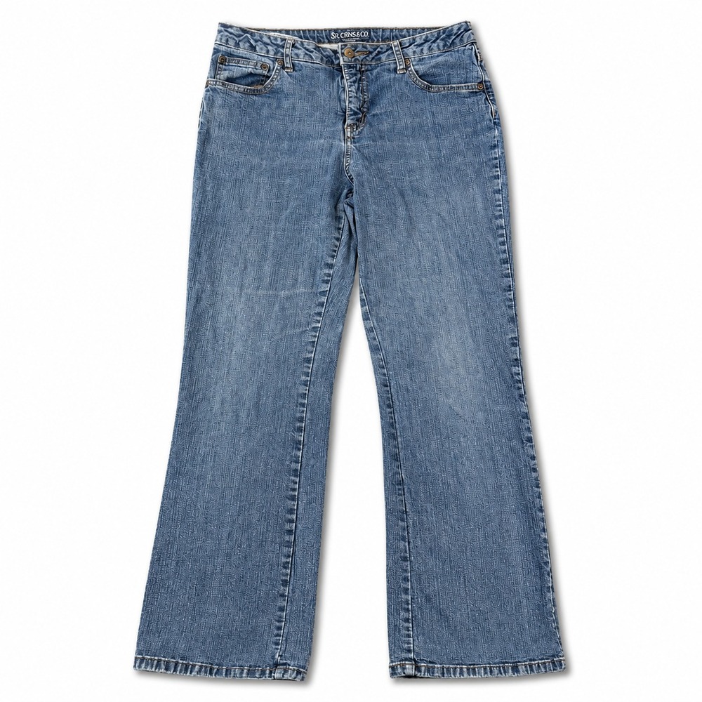 St Johns Bay Womens Bootcut Jeans Size 12 Mid Rise Medium Wash Stretch Denim